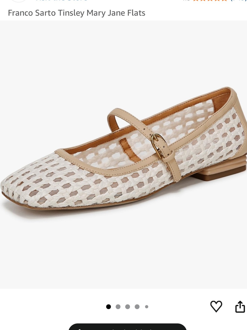 NEW Franco Sarto Tinsley Cream Woven Mary Jane Flats, size 8.5